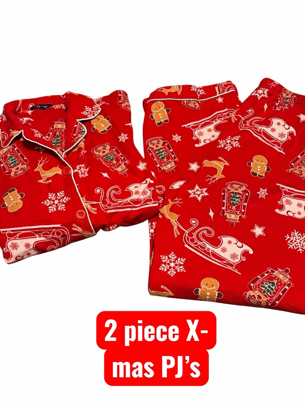 Women's Festive Red Holiday Pajama Set - Two-Piece Sleepwear